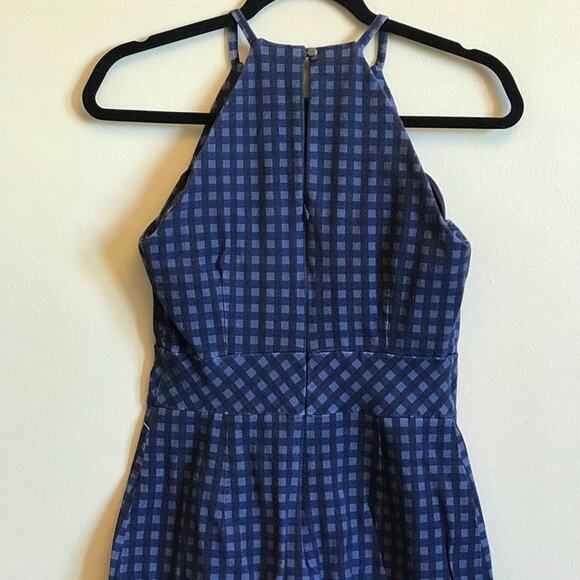 Banana Republic 6 halter mini dress checkered navy blue - Picture 6 of 8